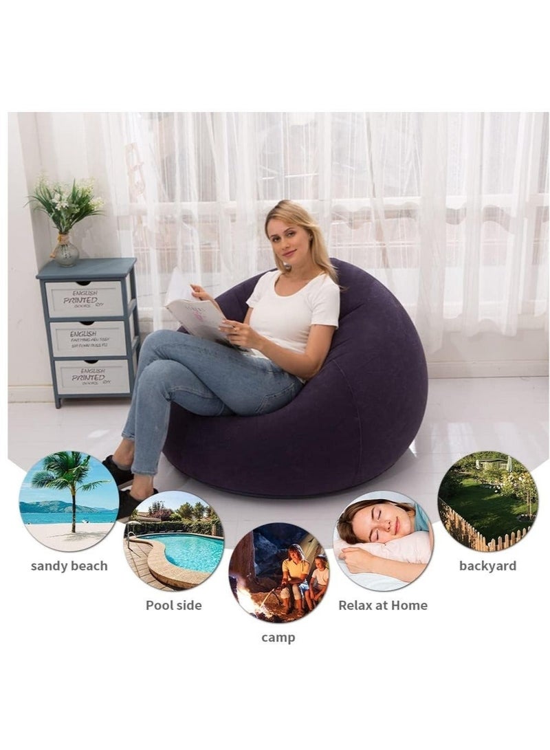 WALALLA Foldable Portable Inflatable Flocking Sofa, Inflatable Bean Bag Chairs,  Beanless Bag, Inflatable Lounge Chair, Lazy Sofa, Lazy Chair, Air Funiture, Inflatable Chair with Air Pump - Image 5